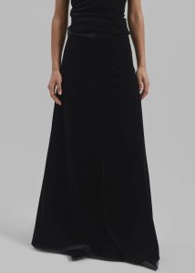 Women Bottoms The Frankie Shop Black Lucia Velvet Maxi Skirt - Black - Image 2