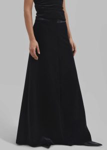 Women Bottoms The Frankie Shop Black Lucia Velvet Maxi Skirt - Black - Image 5