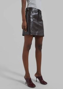Women Bottoms The Frankie Shop Brown Alessandra Faux Leather Mini Skirt - Brown - Image 2
