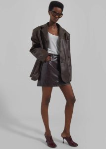 Women Bottoms The Frankie Shop Brown Alessandra Faux Leather Mini Skirt - Brown