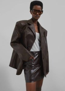 Women Bottoms The Frankie Shop Brown Alessandra Faux Leather Mini Skirt - Brown - Image 4