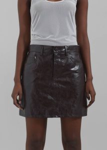 Women Bottoms The Frankie Shop Brown Alessandra Faux Leather Mini Skirt - Brown - Image 5