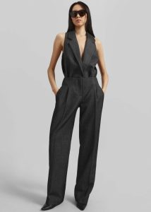 Women Bottoms The Frankie Shop Christopher Esber Redux Twill Trousers - Speckled Black Grey - Image 2