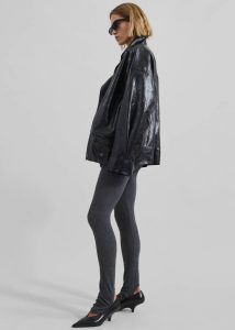 Women Bottoms The Frankie Shop Grey Alondra Leggings - Dark Grey - Image 3