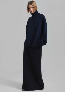 Women Bottoms The Frankie Shop Malvo Long Wool Pencil Skirt - Black Black