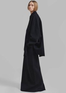 Women Bottoms The Frankie Shop Malvo Long Wool Pencil Skirt - Black Black - Image 4