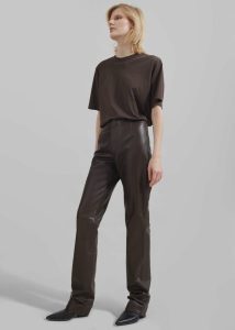 Women Bottoms Ziggy Long Leather Pants - Brown The Frankie Shop Brown