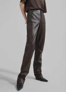 Women Bottoms Ziggy Long Leather Pants - Brown The Frankie Shop Brown - Image 5