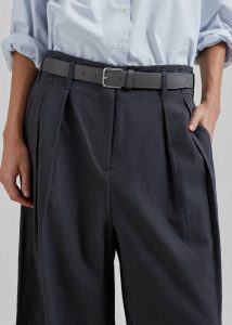 Women Branson Cotton Wide Pants - Charcoal The Frankie Shop Grey Bottoms - Image 3