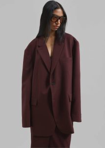 Women Brooklyn Blazer - Burgundy Outerwear The Frankie Shop Red - Image 3