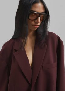 Women Brooklyn Blazer - Burgundy Outerwear The Frankie Shop Red - Image 4