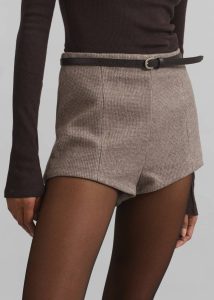 Women Brown Mevra Houndstooth Hot Pants - Light Brown Bottoms The Frankie Shop - Image 3