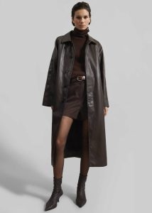 Women Brown Skane Faux Leather Trench - Brown Outerwear The Frankie Shop - Image 2