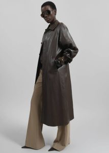 Women Brown Skane Faux Leather Trench - Brown Outerwear The Frankie Shop - Image 3