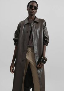 Women Brown Skane Faux Leather Trench - Brown Outerwear The Frankie Shop - Image 4