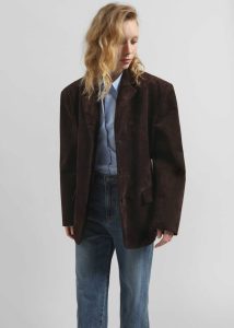 Women Brown The Frankie Shop Outerwear Salnor Suede Blazer - Dark Brown - Image 5