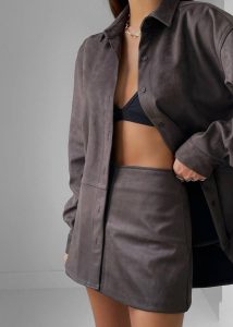 Women Brown The Frankie Shop Regina Faux Suede Shirt - Brown Tops