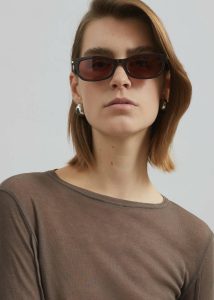 Women Brown The Frankie Shop Tops Mesa Sheer Long Sleeve Tee - Brown - Image 2