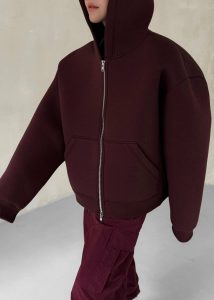 Women Calder Neoprene Zip-Up Hoodie - Burgundy Tops The Frankie Shop Red - Image 4