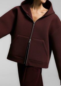 Women Calder Neoprene Zip-Up Hoodie - Burgundy Tops The Frankie Shop Red - Image 5