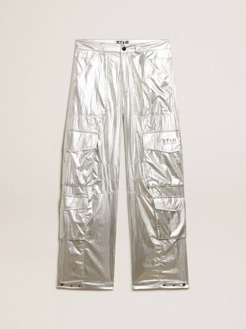 Women Cargo Pants In Silver Technical Fabric Jeans & Pants Golden Goose Silver