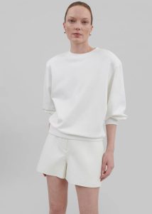 Women Cassie Faux Leather Mini Shorts - White The Frankie Shop White Bottoms - Image 4