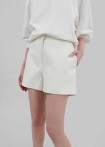 Women Cassie Faux Leather Mini Shorts - White The Frankie Shop White Bottoms - Image 5