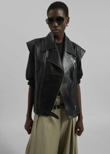 Women Cetina Leather Vest - Black Black The Frankie Shop Outerwear - Image 2