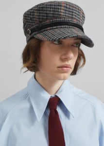 Women Chesney Plaid Baker Boy Cap - Grey Grey The Frankie Shop Headwear