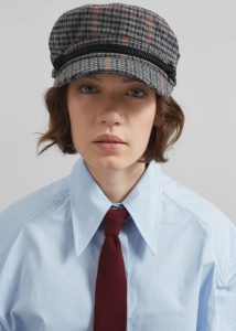 Women Chesney Plaid Baker Boy Cap - Grey Grey The Frankie Shop Headwear - Image 3