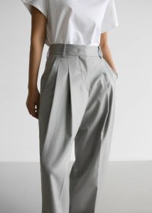 Women Cooper Pintuck Trousers - Grey The Frankie Shop Grey Bottoms - Image 5