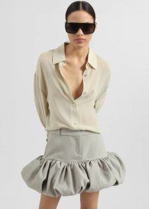 Women Coperni Gathered Hem Tailored Skirt - Beige Bottoms The Frankie Shop Beige - Image 3