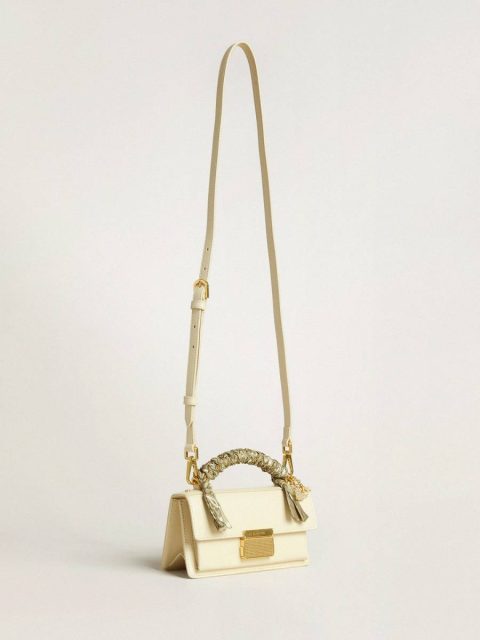 Women Crossbody Bags Golden Goose Butter Small Venezia Bag In Butter-Colored Boarded Leather With Braided Scarf And Double Charm - Image 2