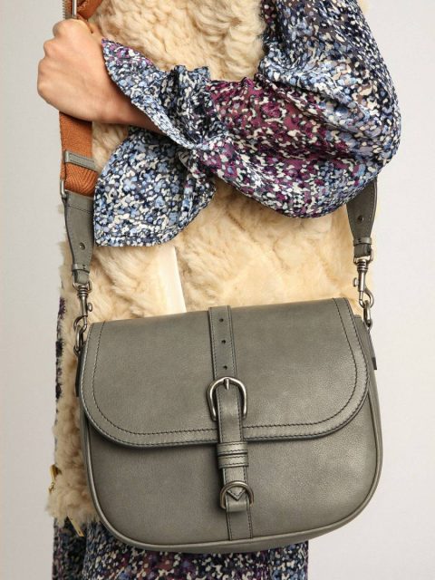 Women Crossbody Bags Women's Francis Bag Medium In Stone Gray Leather Golden Goose Stone Gray - Image 3