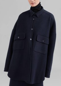 Women Dallas Wool Overshirt - Navy Blue The Frankie Shop Tops - Image 3