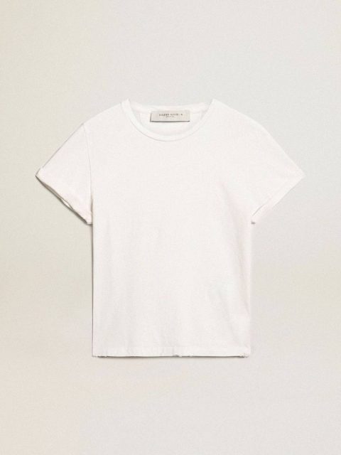 Women Distressed Regular-Fit Women’s T-Shirt In White T-Shirts & Tops White Golden Goose