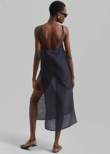 Women Dresses The Frankie Shop Blue Madeline Sheer Midi Dress - Navy