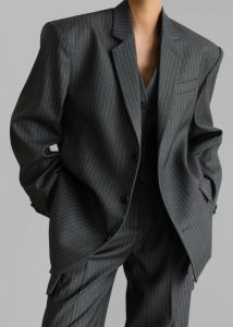 Women Elise Blazer - Grey/White Pinstripe Outerwear The Frankie Shop Grey - Image 2