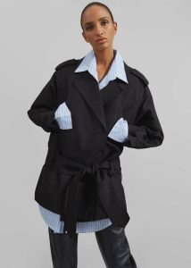 Women Emsbury Short Trench - Black Outerwear Black The Frankie Shop