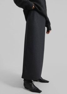 Women Evesham Wool Maxi Skirt - Charcoal Grey The Frankie Shop Bottoms - Image 2