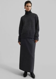 Women Evesham Wool Maxi Skirt - Charcoal Grey The Frankie Shop Bottoms