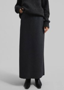 Women Evesham Wool Maxi Skirt - Charcoal Grey The Frankie Shop Bottoms - Image 4