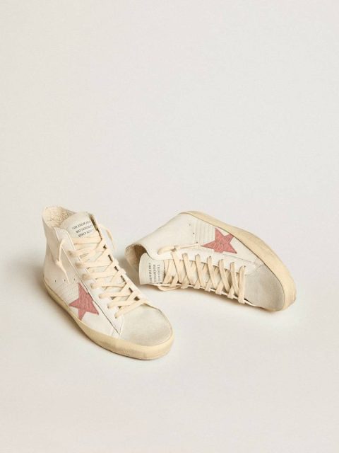 Women Francy In Cream Nappa With Pink Crocodile-Print Leather Star Francy Golden Goose - Image 2