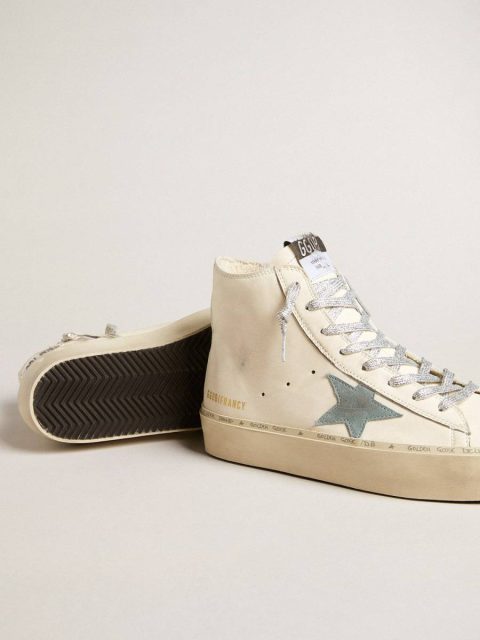 Women Francy Penstar In White Nappa Leather With Powder-Blue Suede Star Francy Golden Goose - Image 3