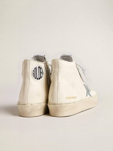 Women Francy Penstar In White Nappa Leather With Powder-Blue Suede Star Francy Golden Goose - Image 4