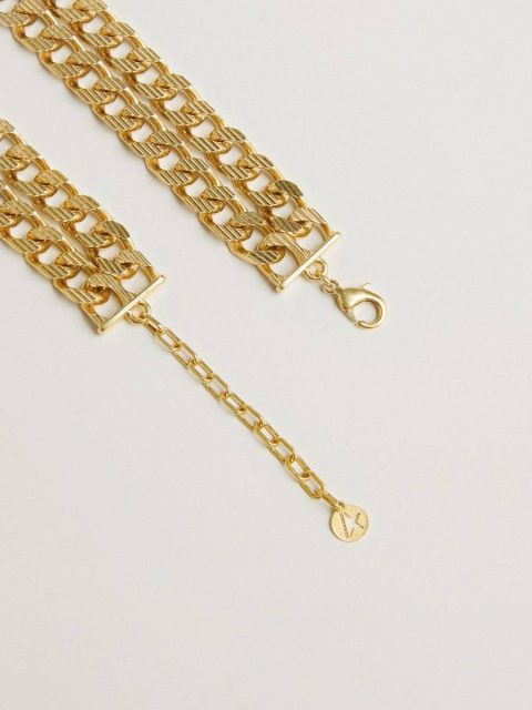 Women Golden Goose Antique Gold-Colored Braided Chain Necklace With Star-Shaped Clasp Antique Gold Jewelry - Image 2
