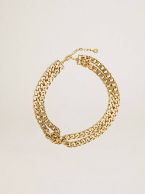 Women Golden Goose Antique Gold-Colored Braided Chain Necklace With Star-Shaped Clasp Antique Gold Jewelry