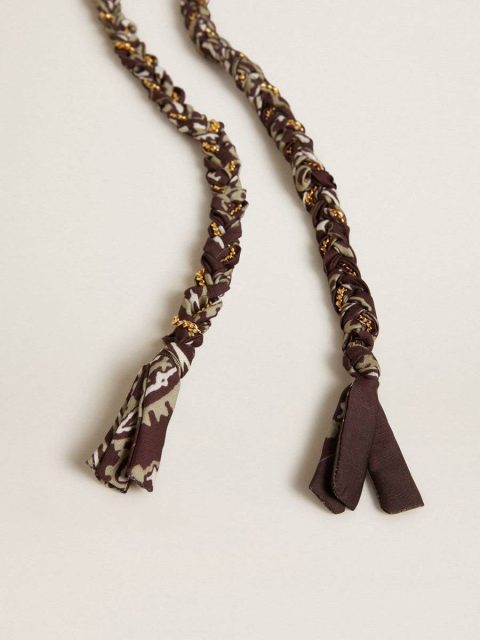 Women Golden Goose Bag Accessories Burgundy Braided Fabric Charm With Brass Chain - Image 2