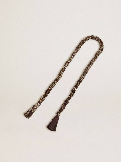 Women Golden Goose Bag Accessories Burgundy Braided Fabric Charm With Brass Chain