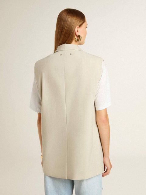 Women Golden Goose Coats & Jackets Women's Khaki Wool Blend Vest Jacket Khaki - Image 4